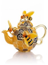 Keren Kopal Bee & Honeycomb Teapot Trinket Box Decorated with  Austrian Crystals