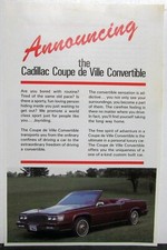 1986 Cadillac Coupe de Ville Convertible Sales Sheet 