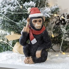 Christmas Up Yours Monkey Ornament Resin Cheeky Ape Novelty Xmas Animal Figurine