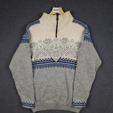 DALE OF NORWAY Jumper Mens S Small 1/4 Zip GLITTERTIND Wool Fair Isle Norwegian