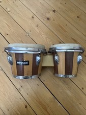 Bongo Drums Pair Wood/Chrome