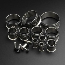 Ear Stretching Kit | Surgical Steel Single Flare Flesh Tunnels Ear Gauges Set