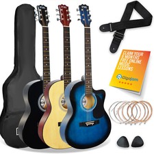 Full Size Acoustic Guitar Cutaway Pack, with Strap, Picks & Strings - 3rd Avenue