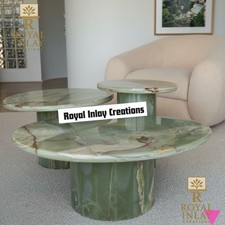 Mid-Century Modern Green Onyx End Table | Statement Stone Furniture