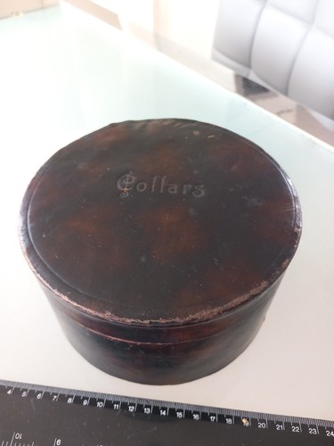 Antique leather collar box - antique,
