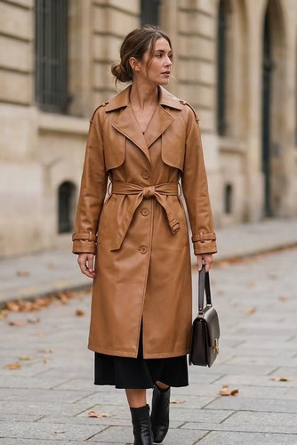 Womens genuine leather trench - genuine,