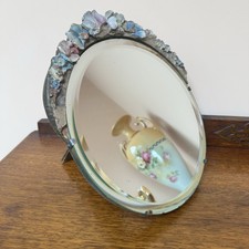 Antique 1920s Art Deco Barbola Beveled Glass Mirror Vanity Dressing Table Decor