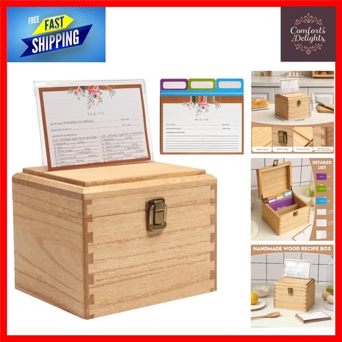Rustic wood recipe box set - recipe,