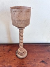 Handturned Wooden Goblet Rustic Decorative Wine Cup Spiral Twist Stem