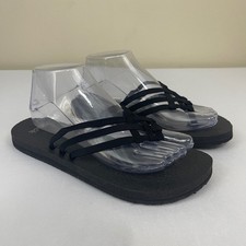 Sanuk Yoga Salty Black Strappy Comfort Flip Flop Sandals Women's Size 8