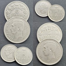 BELGIUM 5 FRANCS 1930 - 1937 ALBERT I LEOPOLD III BELGIUM