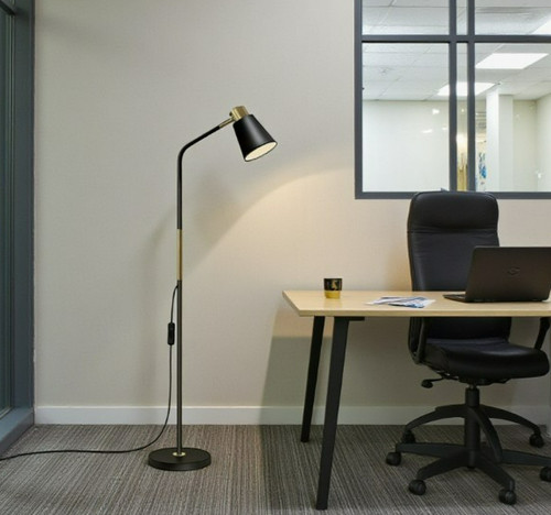 Industrial black floor lamp - black,