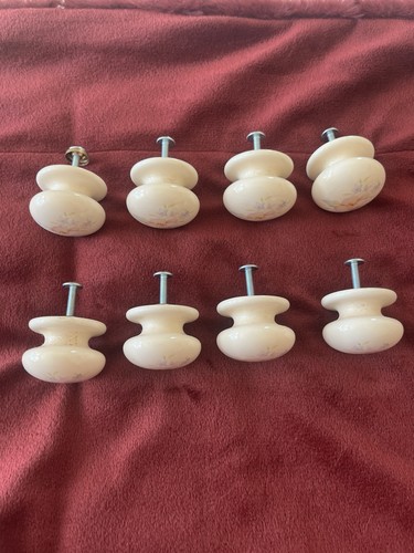 Cream flowered ceramic drawer - cream,