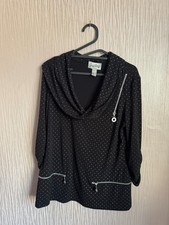 Joseph Ribkoff polka dot zip detail blouse size 14