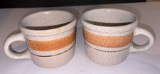Pottery Craft Mugs-USA-Stoneware #451 Set of 2 -Beige & Brown w/Speckles 3" Tall