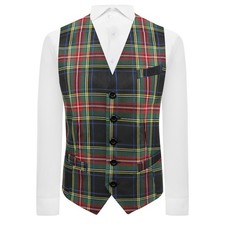 Traditional Dark Green Tartan Check Waistcoat, Plaid, Scottish