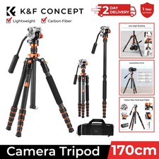 K&F Concept 68" Carbon Fibre Tripod Video Tripod w/ Fluid Head Monopod 5kg Loads