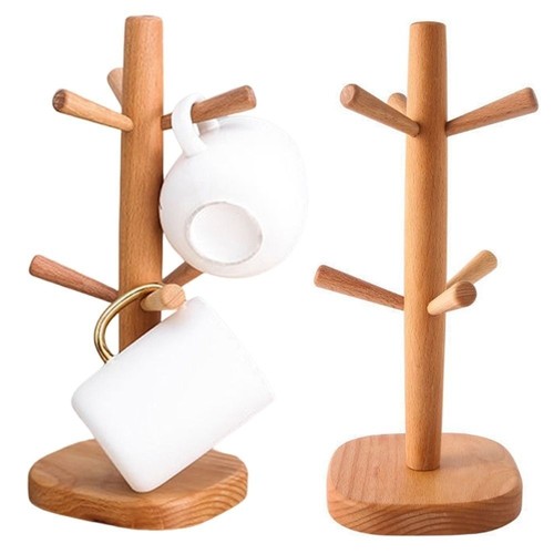 Wooden mug hanging display - wooden,