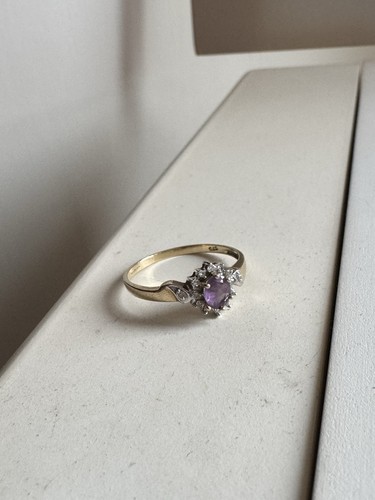 Vintage 9ct amethyst cluster - amethyst,