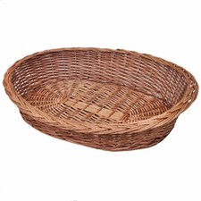WALPLUS Willow Dog Basket Pet Bed Natural Handwoven Wicker Oval 90cm