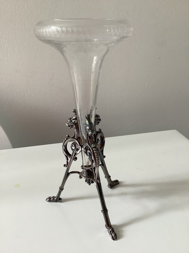 Antique silver cystal vase - antique, &