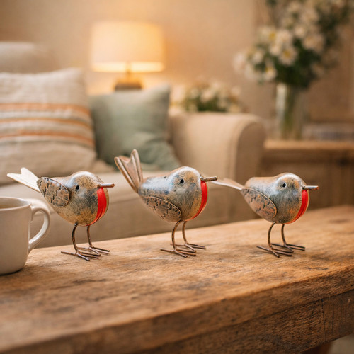 Metal robin redbreast bird - robin,
