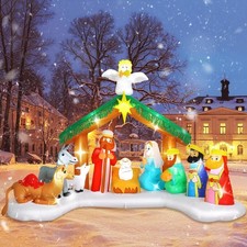 12FT Christmas Inflatables Nativity Scene Outdoor Decorations, Giant Christma...