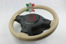 FOR ROVER 75 98-05 - BEIGE LEATHER STEERING WHEEL COVER BEIGE STIT