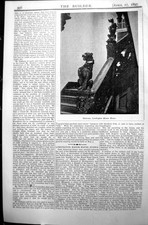 Original Old Antique Print Staircase Lordington Manor House Builder 1897 19th