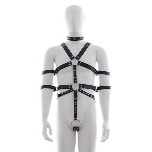 Sexy men leather strap - men, full