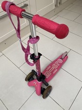 MINI MICRO PINK LED SCOOTER - GOOD CONDITION with scoot n pull extra attatchment