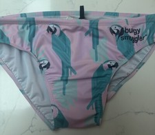 Men’s Budgy Smugglers Swim Wear Gym Pool Large 36” Pink Green Parrots Rugby