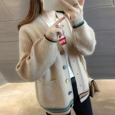 Cashmere Cardigan Sweater Women Autumn Winter V-Neck Casual Knitting Jacket