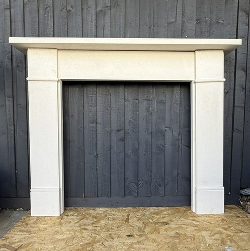 Limestone fireplace surround - fireplace,