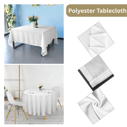 Polyester white table - white, cloth
