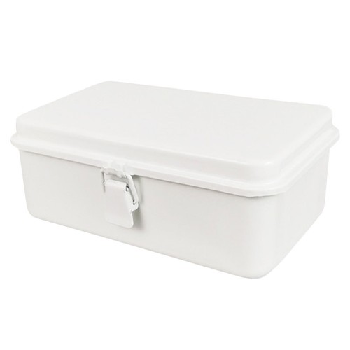 White vintage metal toolbox - white,