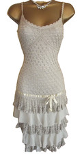KAREN MILLEN ❤️Size 1 UK 8-10 MOCHA CROCHET FLAPPER 20's GATSBY DRESS