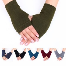 Thermal Fingerless Gloves Winter Knitted Wrist Hand Warmer Half Finger Mittens