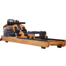 Water Rowing Machine Sustainable Wooden Frame LCD Screen - Modern Fitness
