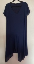 PERUZZI Stunning Lightweight Navy Blue Lined Stylish Dress (Size 44)