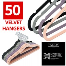 50 PACK NON SLIP FLOCKED COAT CLOTHES HANGERS VELVET HANGING SPACE SAVING