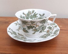 Copeland Spode Felspar Breakfast Cup & Saucer 4841 Green Bird Floral gilt