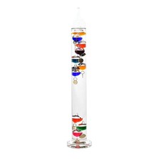 Elegant 44cm Free-Standing Galileo Thermometer with Ten Colorful Floating Globes