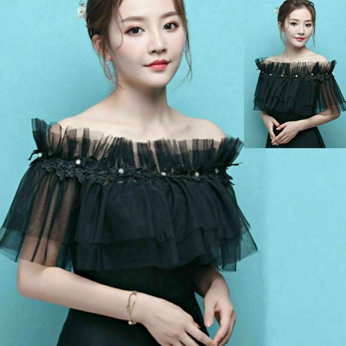 Bride lace off shoulder shrug - bride,