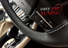 FOR BMW E36 3 SERIES 90-2000 BLACK GENUINE LEATHER STEERING WHEEL COVER GREY ST