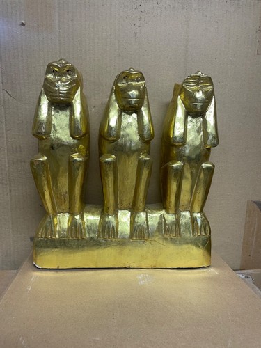 Three wise monkeys gold hand - monkeys,