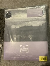 Argos Watercolour Stripe Grey Lined Eyelet Curtains Brand New W168 X D229cm