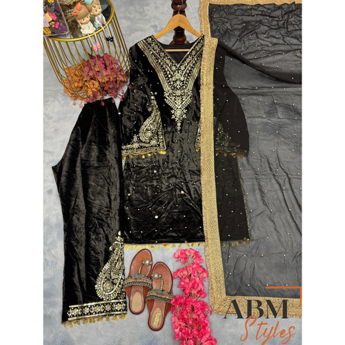Designer velvet salwar kameez - salwar,