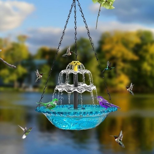 Solar hanging bird - bird, bath