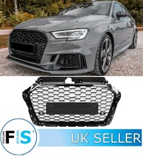 AUDI A3/S3 8V FACELIFT RS3 STYLE HONEYCOMB MESH FRONT GRILLE GLOSS BLACK 2017+